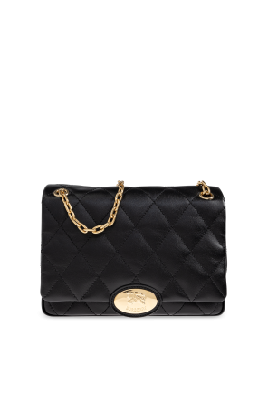 【BURBERRY】BLACK LEATHER SHOULDER BAG Burberry Black Leather Shoulder retail Bag